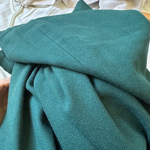 Emerald Green Wide Leg Wool Pants - Picture 5 of 5